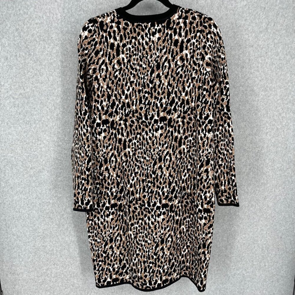 Banana Republic Leopard Sweater Dress Size M Long Sleeve Neutral Black Office - Picture 3 of 10